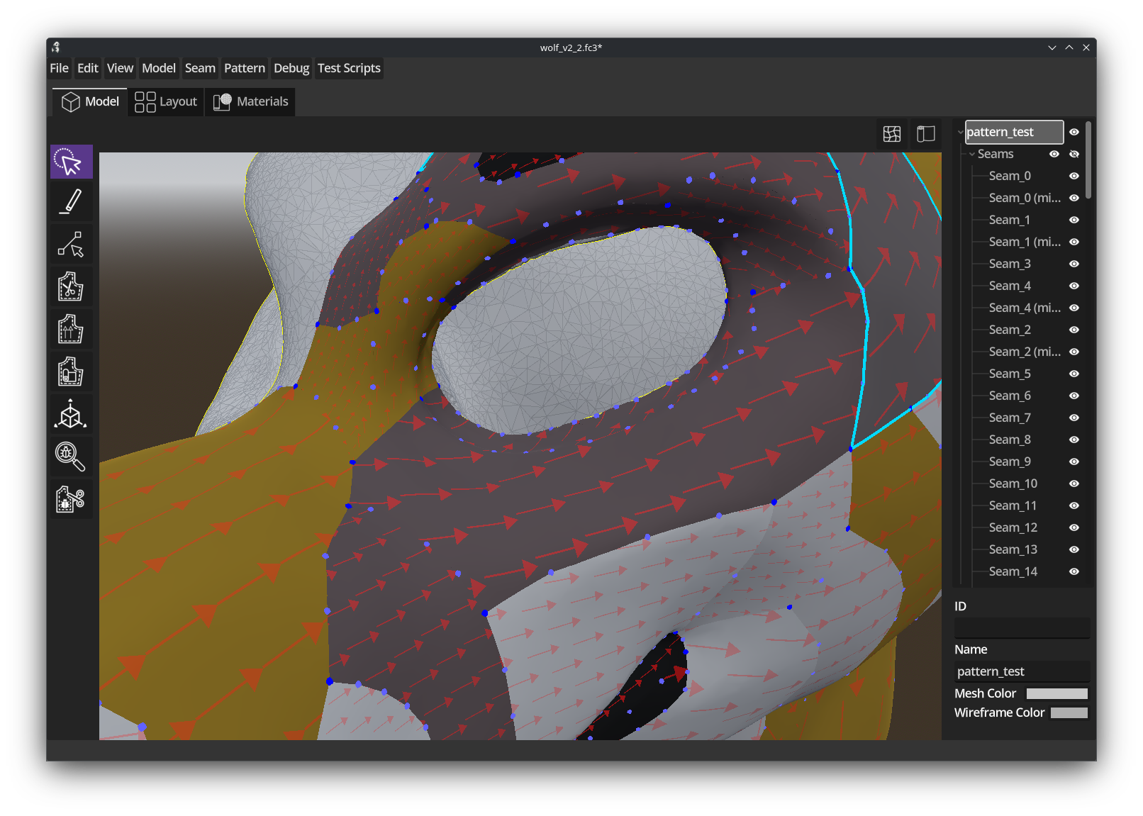 multiple patterns with grain-lines